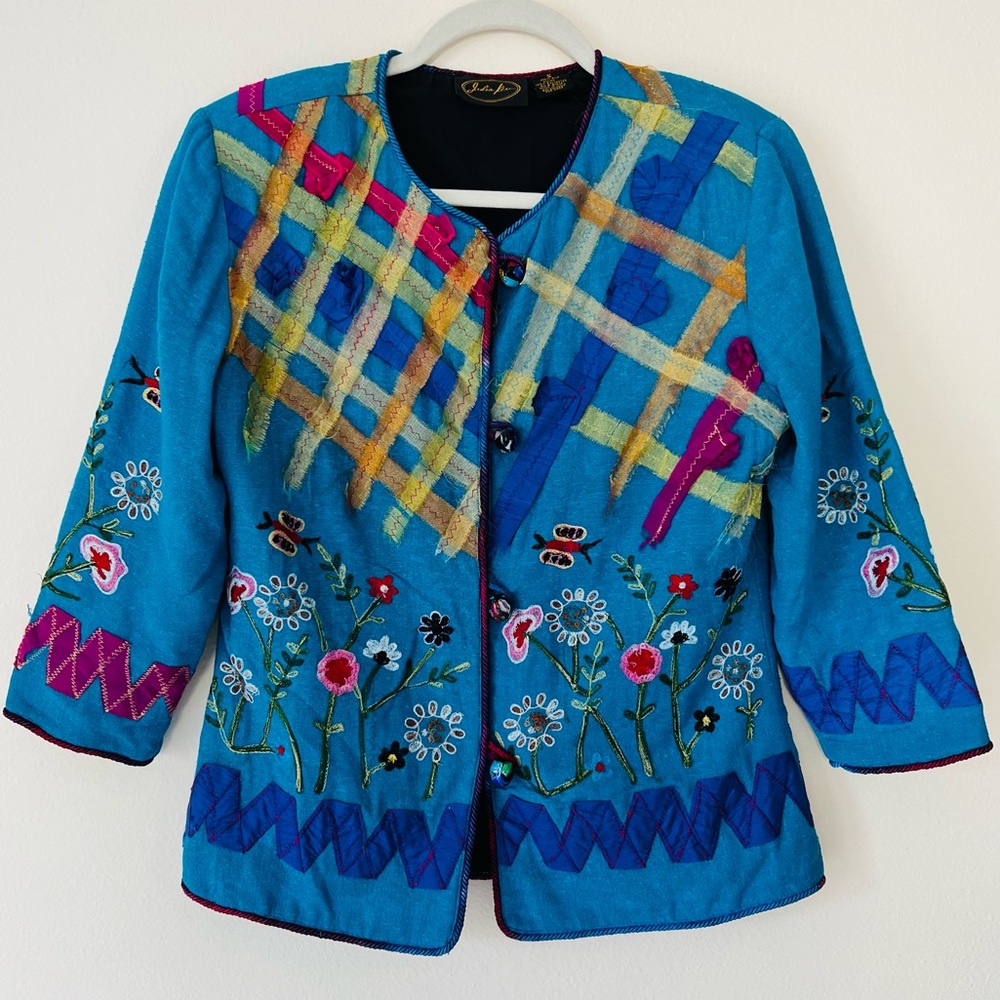 Vintage Julia Kim 100% silk floral jacket blazer - Picture 3 of 6